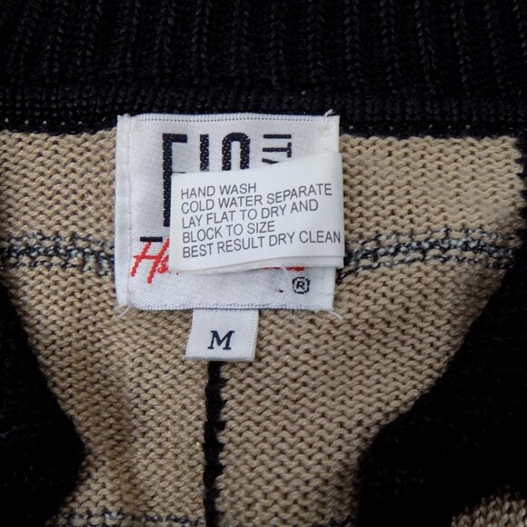 Fia Italia Sweater Women Size M Handloomed Brown Black Gray Full Zip Vintage - Picture 6 of 9